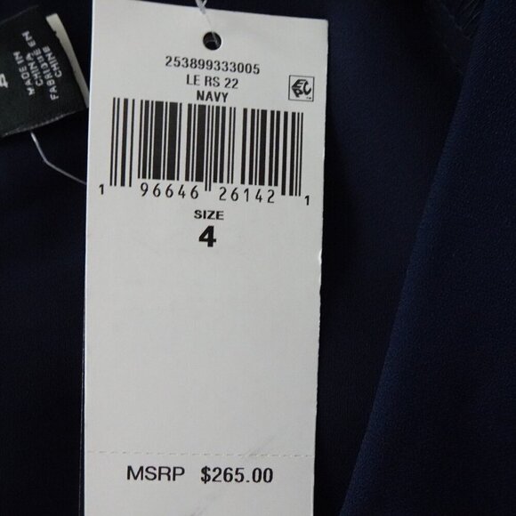 Ralph Lauren Ruffled Dress Women's Size 4 Blue Office Career Party V-Neck - Picture 6 of 8